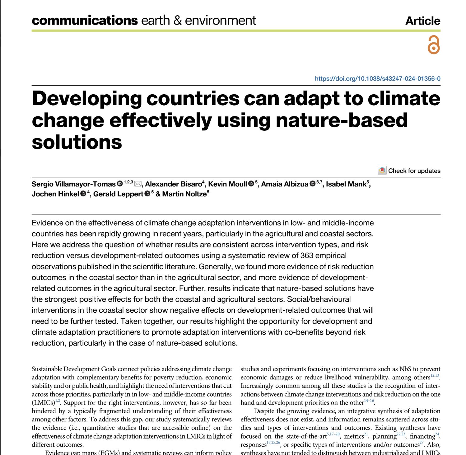 Developing countries can adapt to climate change effectively using nature-based solutions [2024]